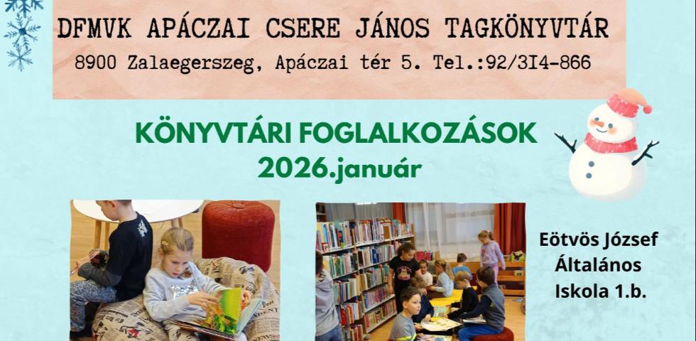 K�nyvt�ri foglalkoz�sok - 2026. janu�r